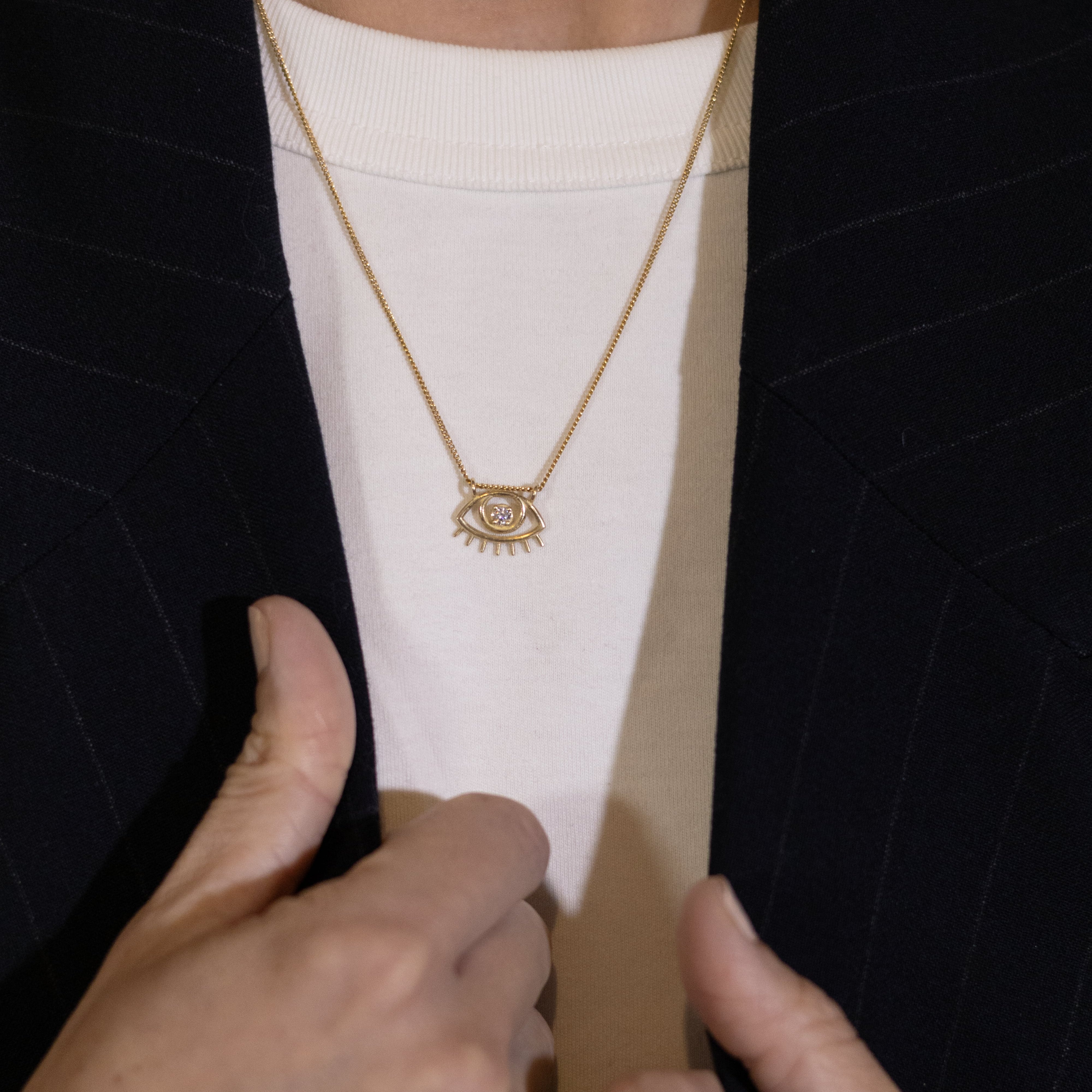 שרשרת עין זהב ויהלום