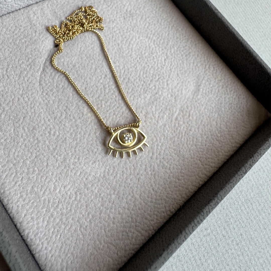 שרשרת עין זהב ויהלום