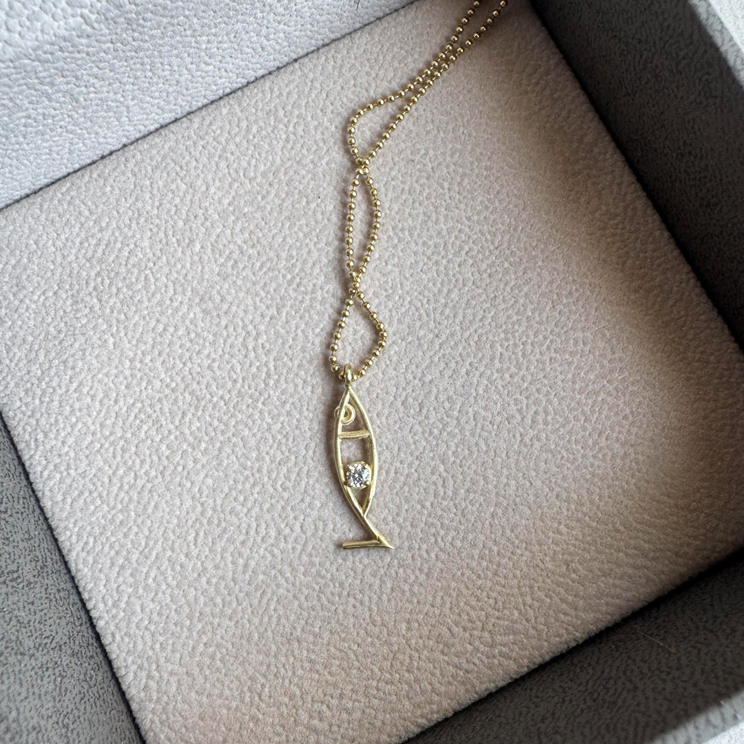 שרשרת דג זהב ויהלום