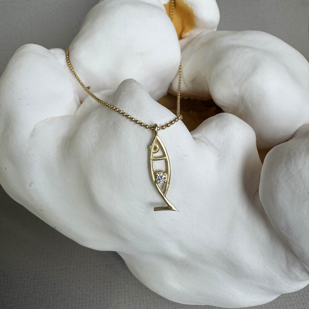 שרשרת דג זהב ויהלום