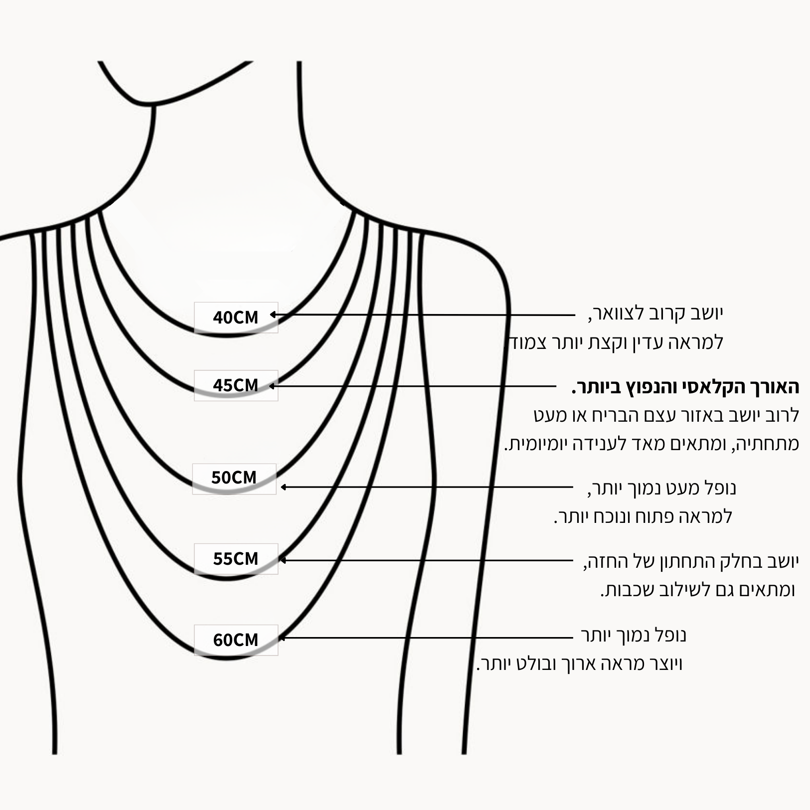מדריך מידות שרשרת